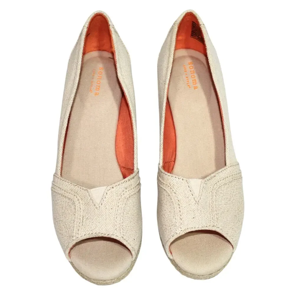 Sonoma Beige Wedge Sandals Size 8.5